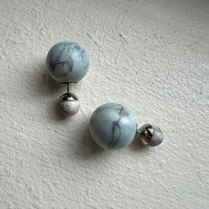 Dior light blue and white tribales earrings